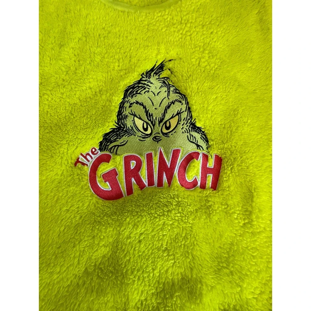Dr Seuss The Grinch Neon Green Sherpa Fleece Sweatshirt Pullover 3X
